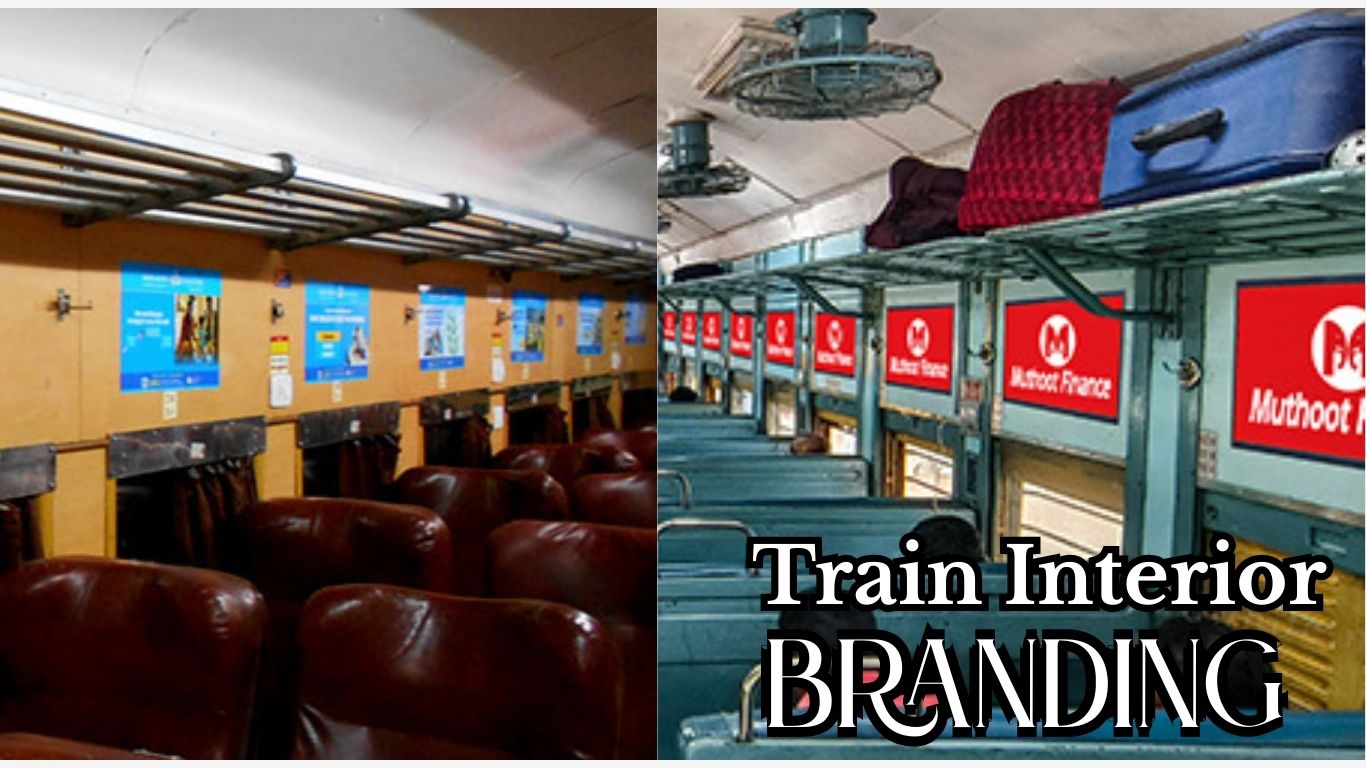 Train interior panel advertising