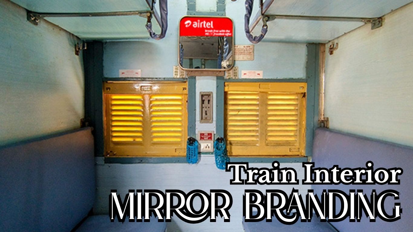 Train mirror exterior branding